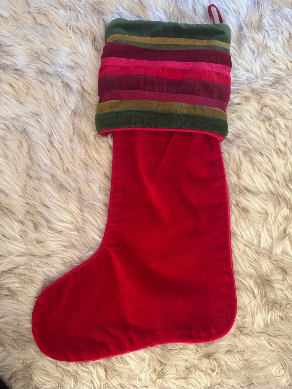 Crate& Barrel Rosetti Christmas Stocking ~2 Green 1 red